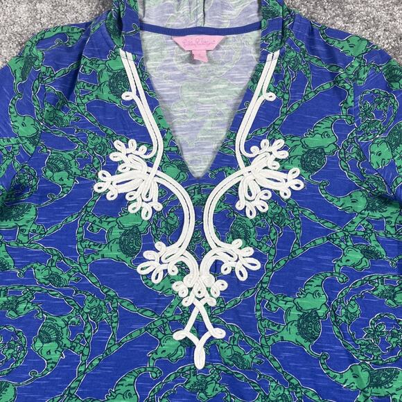 Lilly Puiliter Tunic Top Womens Small Hoodie Elephant Embroidery Beach Pool - Picture 3 of 12